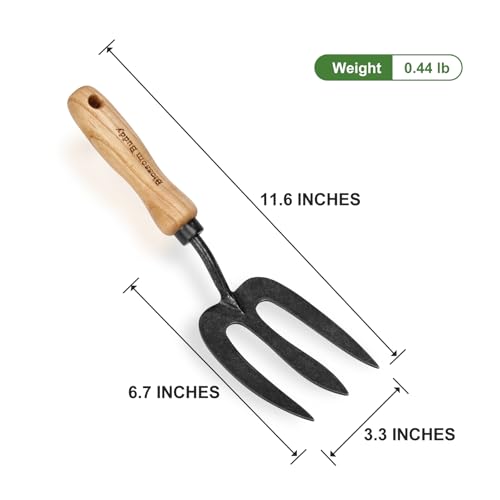 Cultivador manual mano acero madera 3 dientes miniatura 2
