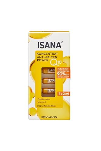 ISANA Concentrado antiarrugas Q10, 14 ml, 7 x 2 ml, para pieles exigentes, complejo protector antiedad y extracto de bayas de acaii, efecto antiarrugas demostrado.