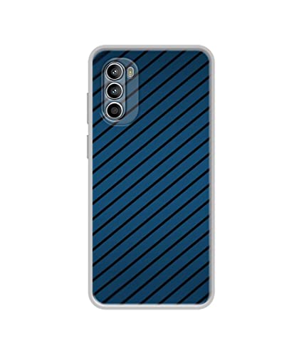 Image of Blue Stripes Design Printed Silicon Soft TPU Back Case Cover for Motorola Moto G52 4G / Moto G82 5G