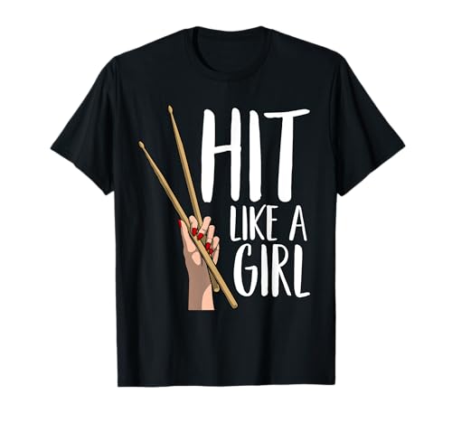 Cute Percussion Instrument Drumstick Hand Designs Black T-Shirt - Funny