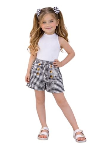 Image of Girl's Solid Cotton Blend Style Top and Shorts Set