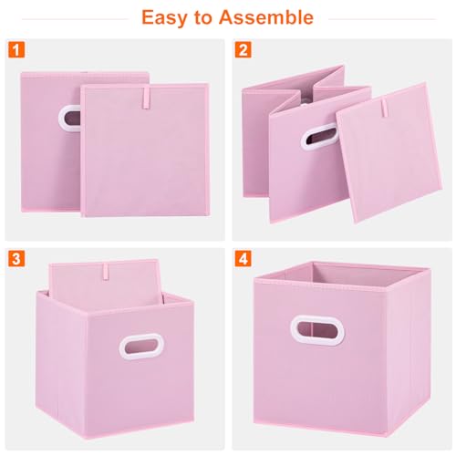Stero Fabric Storage Cubes Bins, 11 inch Fun Colored Foldable Storage Baskets with Dual Plastic Handle for Home, Kids Room, Closet and Toys Organization, Multi Colored, Set of 6 by Stero - Image 3