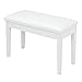 Bonnlo White Duet Piano Bench Wooden keyboard bench with Storage and Padded Cushion