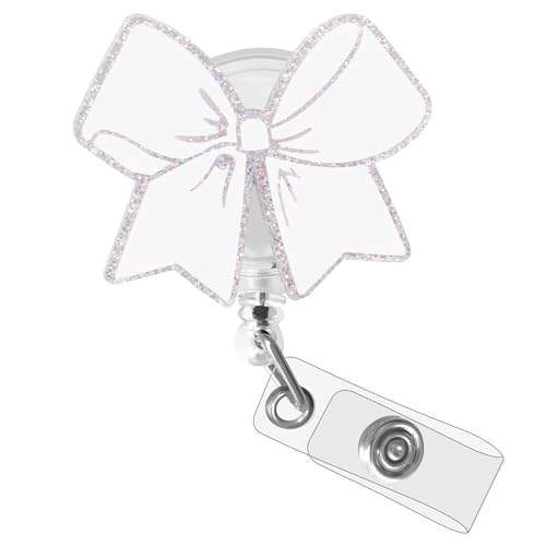 Leovqn Cute Nurse Badge Reel, Bow Badge Reels Retractable, ID Badge Holder Clip for Nursing Student, Medical Worker and Teacher