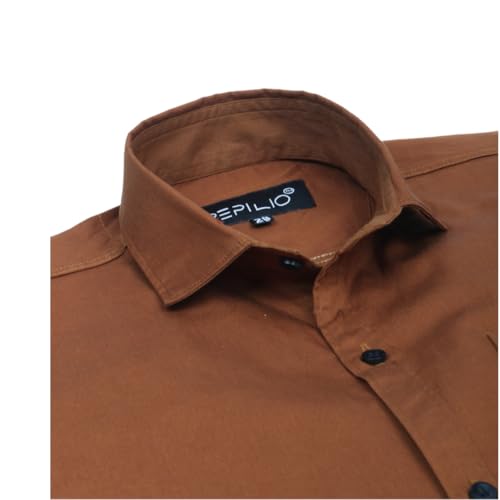 Image of Kids Stylish Solid Cotton Spread Collar Regular Fit Shirt|| Formal Boys Shirt || Casual Wear Buttoned Shirt for Boys Dark Brown