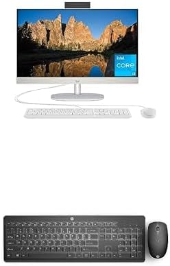 Bundle of HP 23.8 inch All-in-One Desktop PC, FHD Display & HP 230 Wireless Mouse and Keyboard Combo