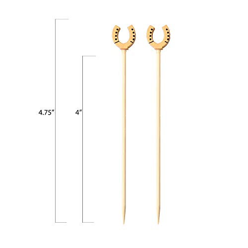 Lucky Horseshoe Sandwich Picks - 4.75" for Burgers, Grilling, or Any Equestrian Themed Event! Decorative Picks Made with Completely Biodegradable and Environmentally-Safe Bamboo Skewers – 100ct - Thumbnail 2