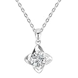 TFT Collares con colgante de moissanita para mujer, collar de trébol de cuatro hojas de la suerte, regalo del día de San Valentín, Plata esterlina, Moissanita