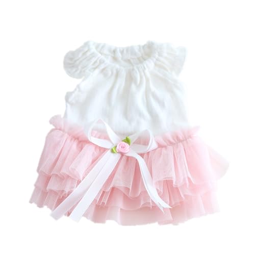 Morycat犬の服 ワンピース お姫様 薄い 春夏 綿製 チュール ドッグウェア 可愛い 蝶結び ファッション 人気 スカート お出掛け 記念撮影 ウェディング パーティー 通気性 袖なし 仮装 着脱簡単 抜け毛防止 小中型犬 (ホワイト,XS)