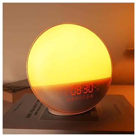 Sunrise Alarm Clock for Heavy Sleepers, Wake Up Light with Sunrise/Sunset Simulation, Dual Alarms & Natural Sounds, Snooze & Sleep Aid, FM Radio, 7 Colors Night Light for Bedroom, Ideal for Gift