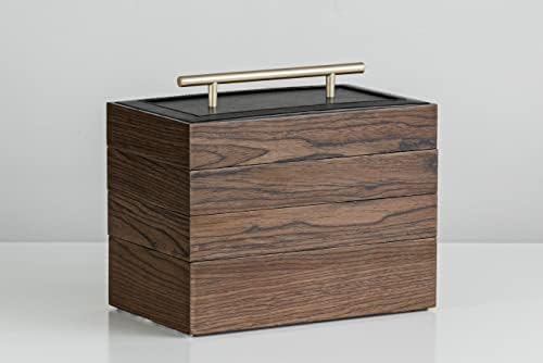 OMBRE HOME Wooden Stackable Jewelry Box Trays Storage Organizer Cabinet Case Display, PU Leather, for Earnings, Rings, Necklace, Pendant, Bracelets, 4 tiers, Large, Watch Box Organizer