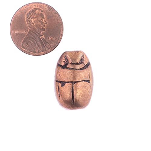 TheBeadChest Pharaonic Copper Scarab Bead 20x14mm Middle East Unusual Large Hole