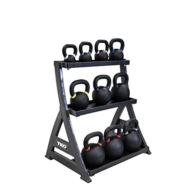 Technical Knock Out 3-Tier Kettlebell Rack | Perfect for Any Home Gym | Black Kettle Bell Weight Stand | Keep Your Workout Area Clean & Safe