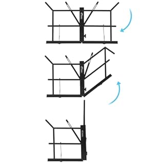 TIGER Mus25-Bk Supporto per Musica Pieghevole da Tavolo Con Borsa per Il Trasporto, per Spartiti Desktop
