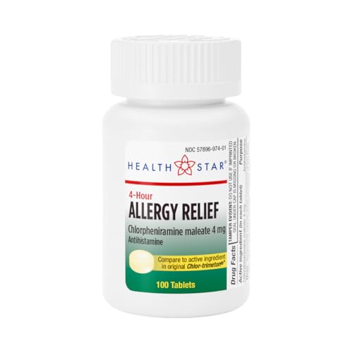 GeriCare Allergy Relief Chlorpheniramine Maleate 4 mg Antihistamine Tablets 100 Count (Pack of 1)