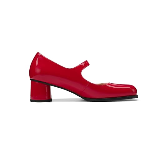 Image of Women Chunky Block High Heels Mary Janes Shoes Split Toe Tabi Shoes Ankle Strap Dress Pumps Shoes