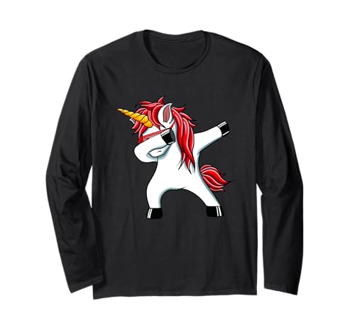 Funny Unicorn Dad Men Christmas Gifts Dad Dabbing Unicorn Manga Larga