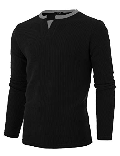 GIVON Men's Slim Fit Henley Shirt Long Sleeve Front Placket Cotton Pullover T Shirt Top