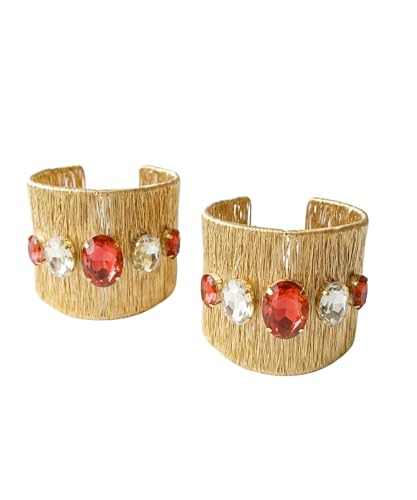 Image of Mansiyaorange Cubic Zerconia Glass AD CZ Stone Fancy Western Cuff Bracelet Bangle
