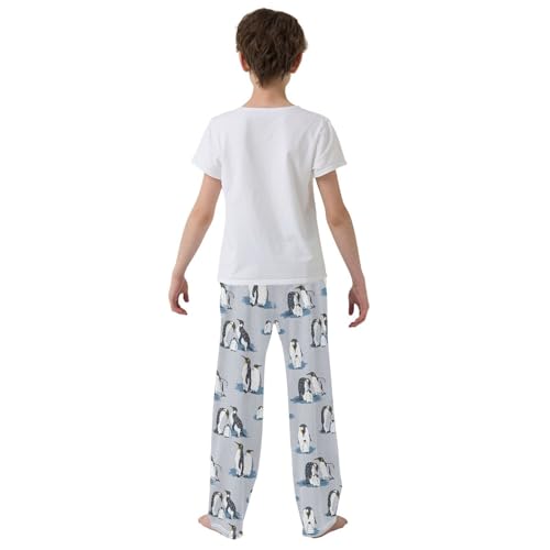 ZZXXB Retro Penguin and Snow Boys Long Pants Soft Trousers Elastic Waist Kids Lounge Bottoms with Pockets S-XL3