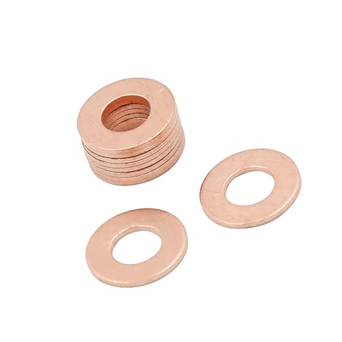 Partuto 10pcs 7mm Inner Diameter Copper Washers Flat Sealing Gaskets Ring Replacement