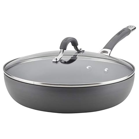 Circulon Radiance Deep Hard Anodized Nonstick Frying Pan /Skillet with Lid - 12 Inch, Gray Cover