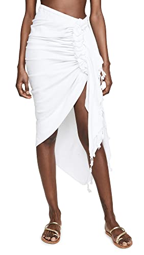 Just BEE Queen Women's Tulum Cover Up Skirt, White, XS