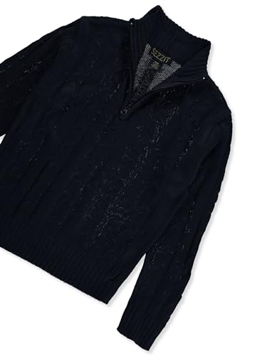 Pink Angel Sezzit Boys' Cable Knit Quarter Zip Sweater - Navy, 3t3