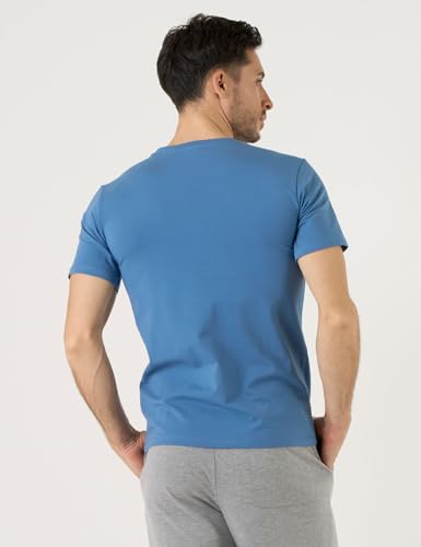 LAPASA Lot de 3 Maillots de Corps Homme Uni en Coton de Qualité Manches Courtes T-Shirt Doux et Confortable M05 Col Rond, Gris Clair, Bleu-Gris, Bleu Marine XL – vue 5