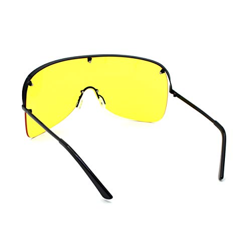 Image of Extra Oversize Flat Top Metal Half Rim Shield Mask Style Sunglasses