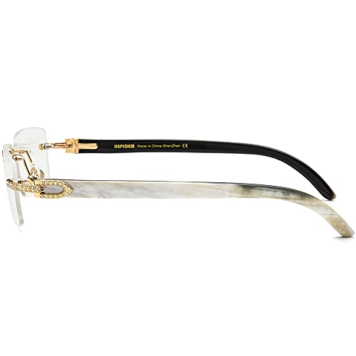 Image of HEPIDEM 100% Really Buffalo Horn Handmade Sun Glasses Square Rimless Luxury BUffs Sunglasses 0816