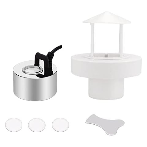 FITNATE 350ml/H Mist Maker Metal Fogger Atomizer for Water Fountain Pond Pot Rockery Sink, with Removable Splash Guard,Atomized disc and Changing Tools Cover