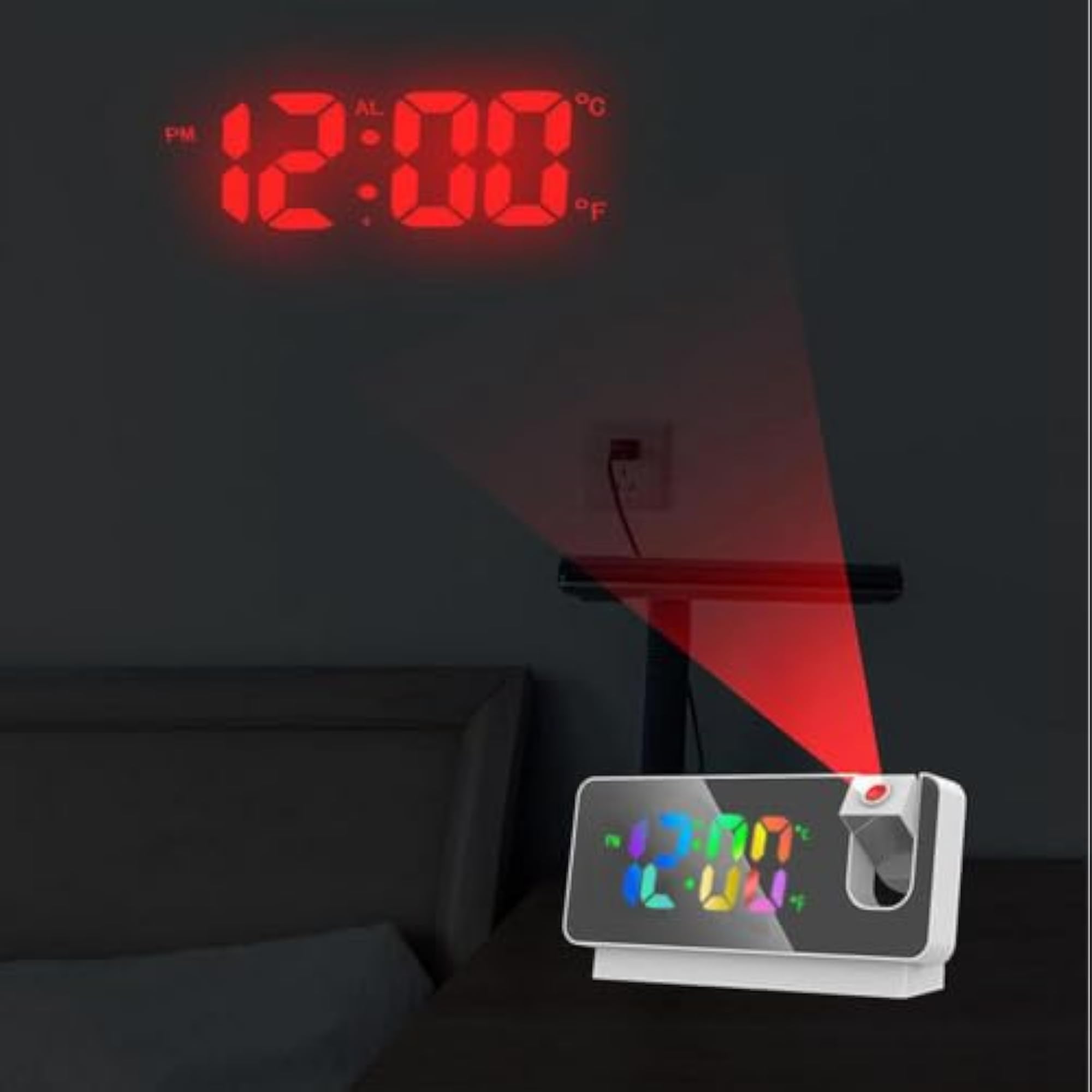 Digital Projection Alarm Clock Brightness Adjustable for