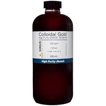 True Colloidal Gold – 200 ppm - 99.99+% Purity - 500 mL (16.9 Fl Oz) in Clear BPA-Free Plastic Bottle - Made in USA