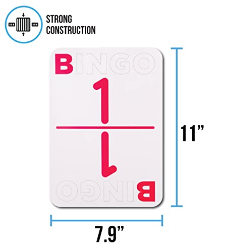 Regal Bingo - Jumbo Bingo Calling Cards - High Contrast Numbers & Letters - Durable Plastic Coating - 11" X 7.9" Cardstock - 75 Cards (B1 - O75) #TOP4