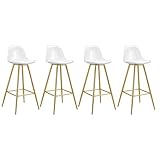 Bar Stools Set of 4,Counter Height Barstools with Back,Modern Acrylic White Clear Back and PU Leather Kitchen Chairs with Gold Metal Legs,Dining Chair Ideal for Kitchen Counter Dining Island Bar Pub