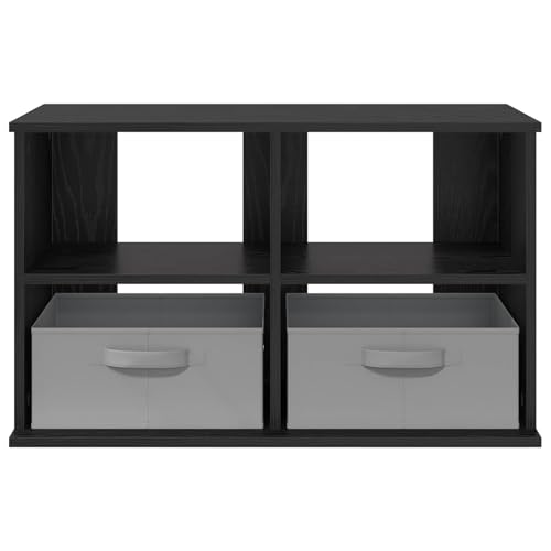 Meuble bas moderne aspect chêne noir table TV en bois composite robuste - 7