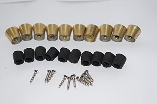 Lot of 10 solid brass spare tip and ring for walking stick cane part of cane by FSE