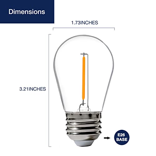 Flsnt 48 Pack Led S14 Replacement Light Bulbs For String Light, Waterproof Outdoor Led Bulbs, E26 Base, 2200K Warm White, Non-Dimmable #TOP2