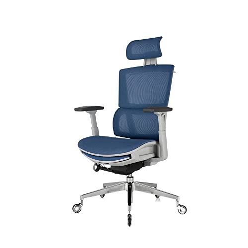 Image of Nouhaus Rewind Ergonomic Office Chair with Footrest and Lumbar Support. Swivel Computer Chair, Rolling Home Office Desk Chairs with Wheels, Mesh High Back Task Chair, Comfortable Office Chair (Navy)