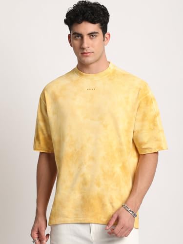 Image of Men Purple Tie and Dye Oversized Fit Round Neck T-Shirt