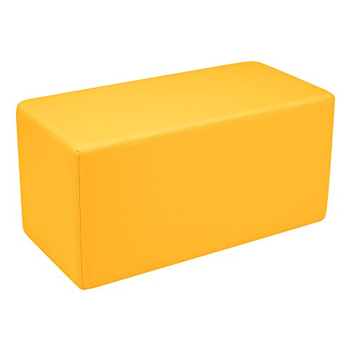Image of Sprogs 18 inch H Structured Rectangle Stool -Flexible Modular Collaborative Soft Seating for Office, Home, Lounge and School Classrooms with Durable Frame -Yellow