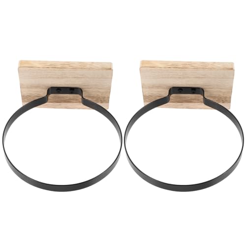 Soporte de balones de pared COHEALI con base madera marrón 2 uds