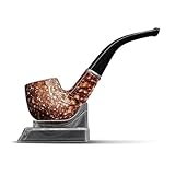 Vintage Wooden Tobacco Pipe for Men – 5.67″ Curved Stem Smoking Pipe with Coffee Marble Finish – Classic Dry Herb Pipe for Gentlemen, Travel-Ready Gift for Smokers