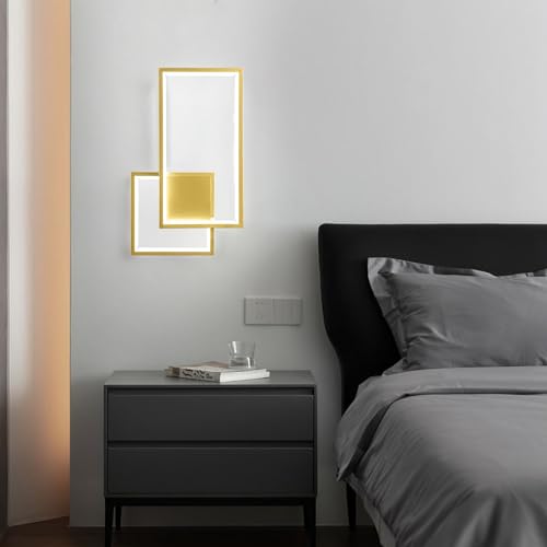 Image of Modern Gold Led Wall Sconce of Two 6000K Dimmable Wall lamp 36W Simple Aluminum Wall Fixture for Living Room Bedroom Hallway Stairs