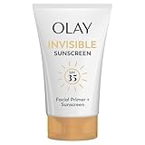 Olay Invisible Sunscreen, SPF 35, 100% Invisible Facial Sunscreen and Makeup Primer - Fragrance-Free, Weightless, No White Cast Broad Spectrum Sun Protection with Vitamin C & E, Aloe Vera, 1.7 Oz