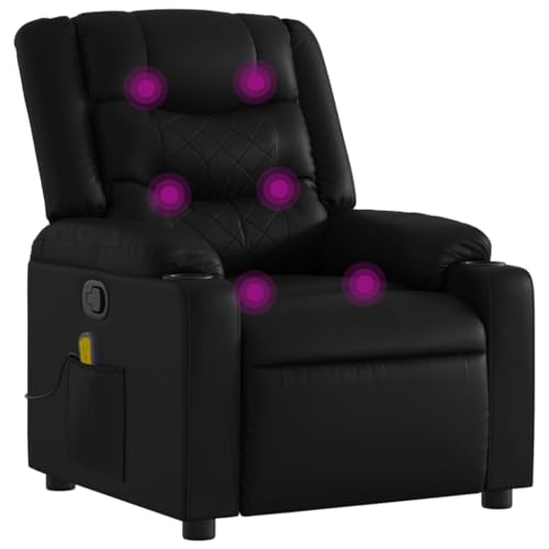 vidaXL - vidaXL Fauteuil de Massage Inclinable, Chaise de Relaxation avec Dossier et Repose-pied Réglables, Siège Électrique de Salon, Moderne, Noir SimiliCuir - -12%