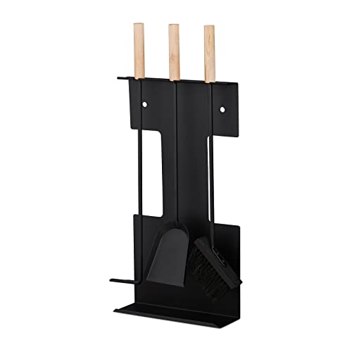 HUIJK Kaminbesteck 4-teilig, Kaminzubehör, Kamingarnitur modern, Ofenbesteck schwarz Cover