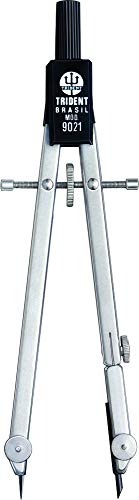 Compasso Técnico Balaustre com Adaptador Universal, Trident, 9021, Cromo Fosco, Traça Circunferência