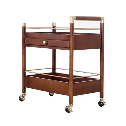 Carrito de madera de 2 niveles con ruedas bloqueables, versátil para oficina, baño, cocina, carrito multifunción, nizer rodante.